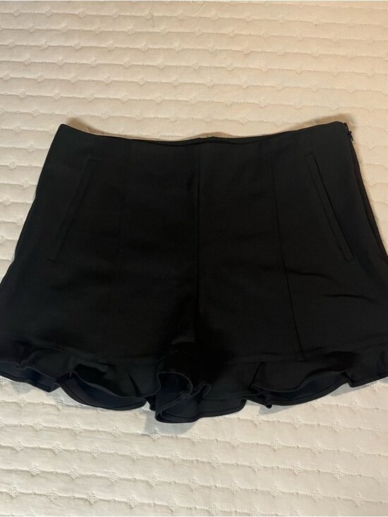 1. State Pants - Black Mid Rise Ruffle Hem Shorts